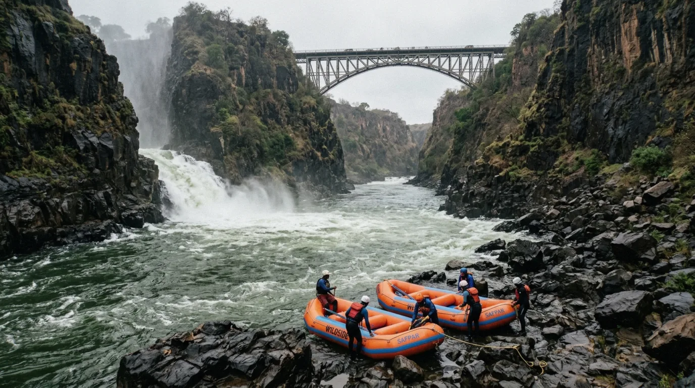 The Zambezi River in the Boiling Pot below Victoria Falls Bridge